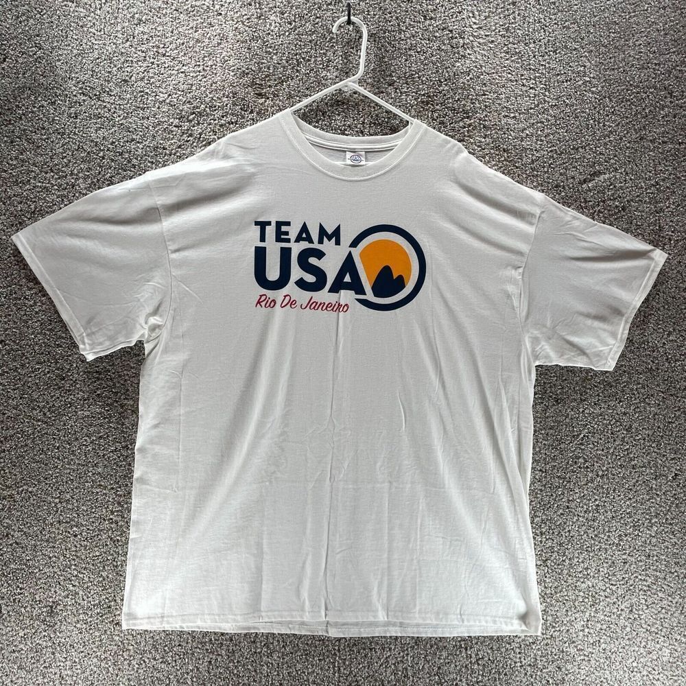 Team USA‎ Shirt Mens 3XL XXXL White Rio De Janeiro Olympics Cotton Casual Crew